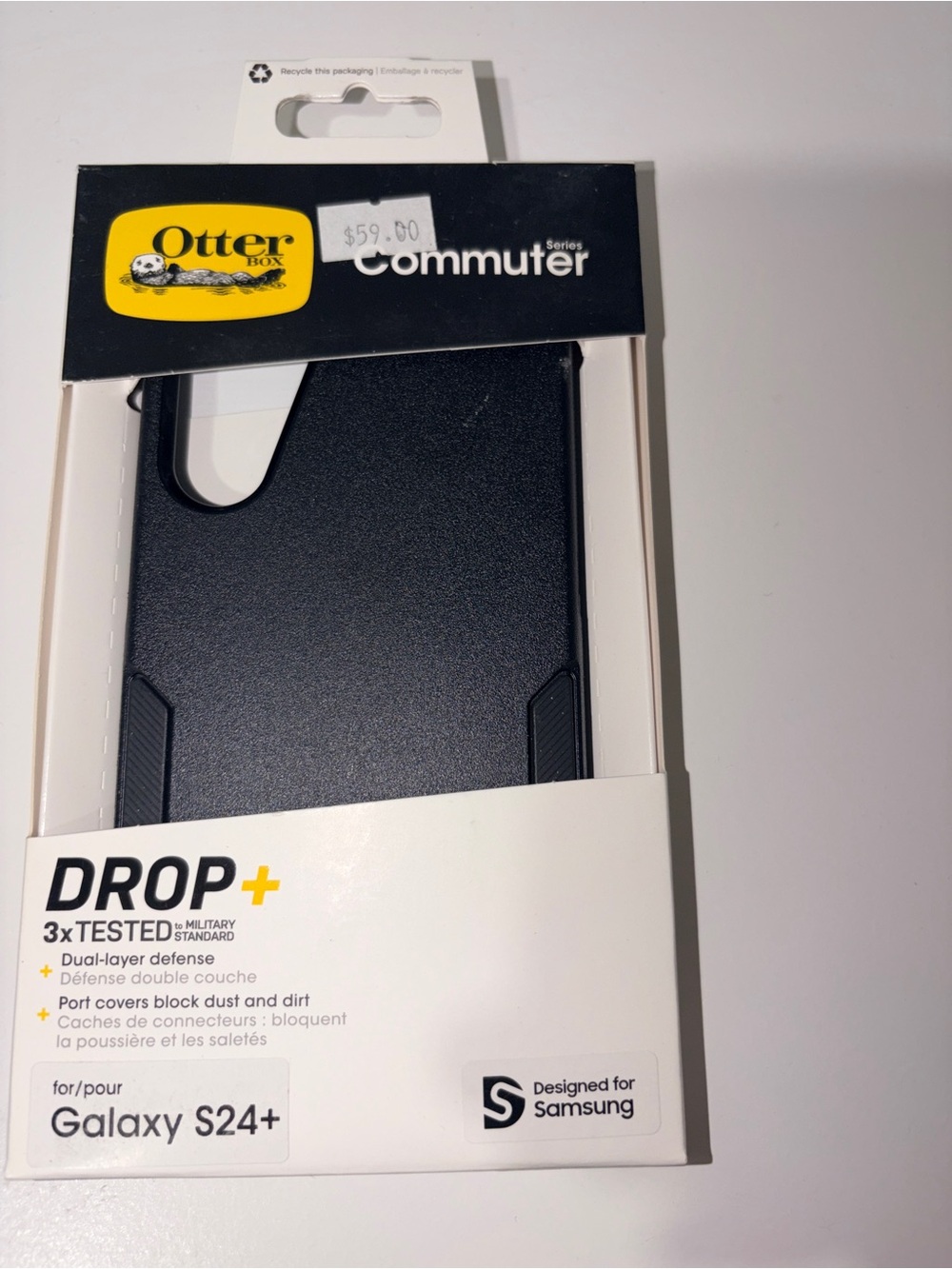 Otterbox Black & Cirrus Blue Phone Case for Galaxy S24+ 5G & screen protector